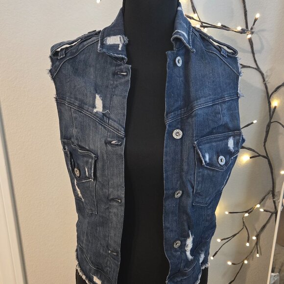 James Jeans - Medium Distressed Jean Vest - EUC - Picture 1 of 4